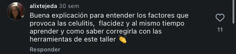 Comentario de una alumna en Instagram