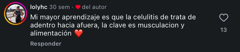 Comentario de una alumna en Instagram